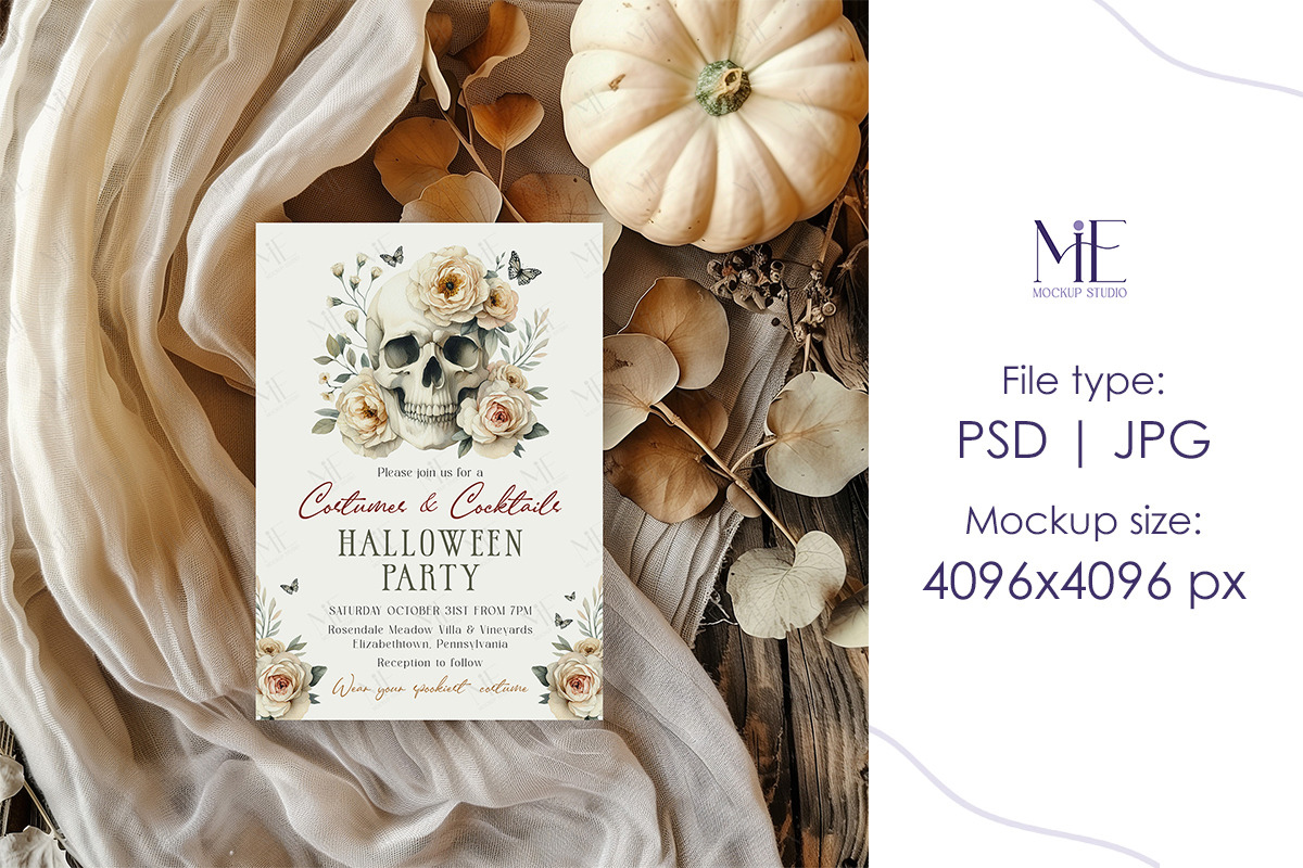 Fall Invitation Greeting Card Mockup, an Advertising Mockup by Mie Mockup Studio (Photo 6 of 6)