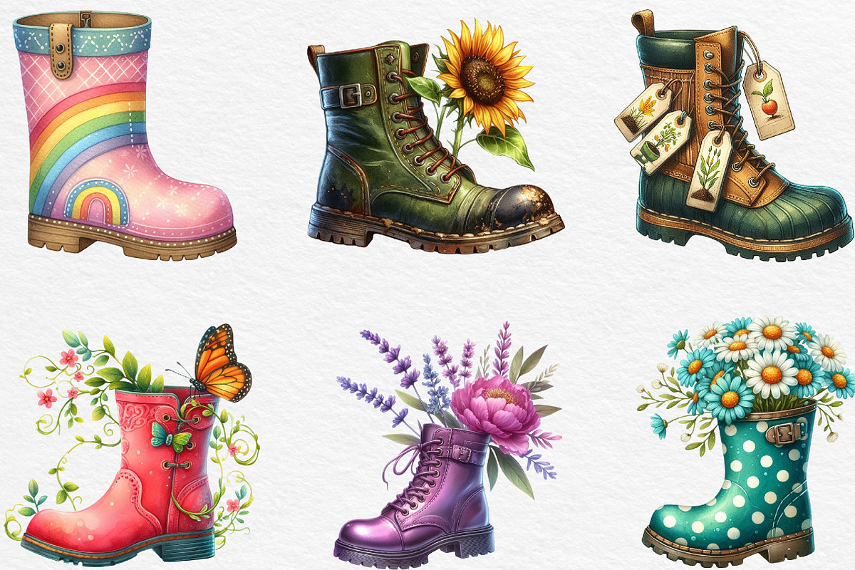 Garden Boots Sublimation Clipart, an Illustration by Black Bird Studio (Photo 3 of 6)