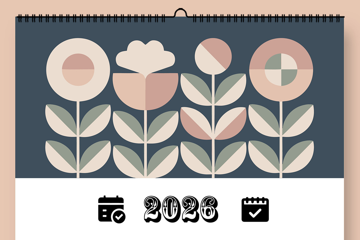 Minimal 2026 Wall Calendar Design, a Stationery Template by ContestDesign (Photo 2 of 3)
