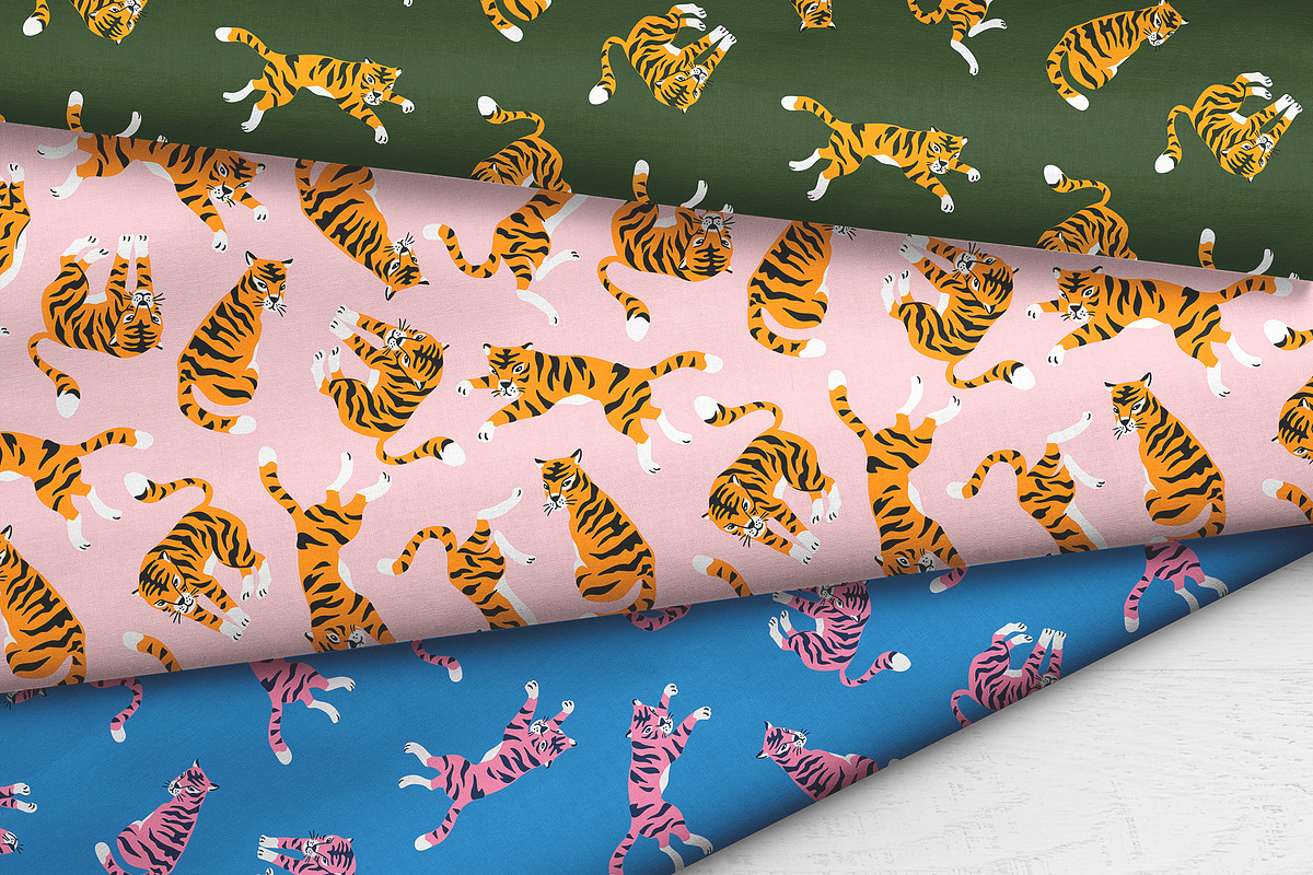 Tiger vector seamless patterns, a Pattern Graphic by Alenkakarabanova (Photo 2 of 5)