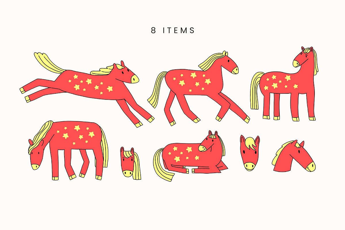 Vector Horses – Symbol of 2026, an Animal Illustration by Kristina Chistiakova (Photo 2 of 3)