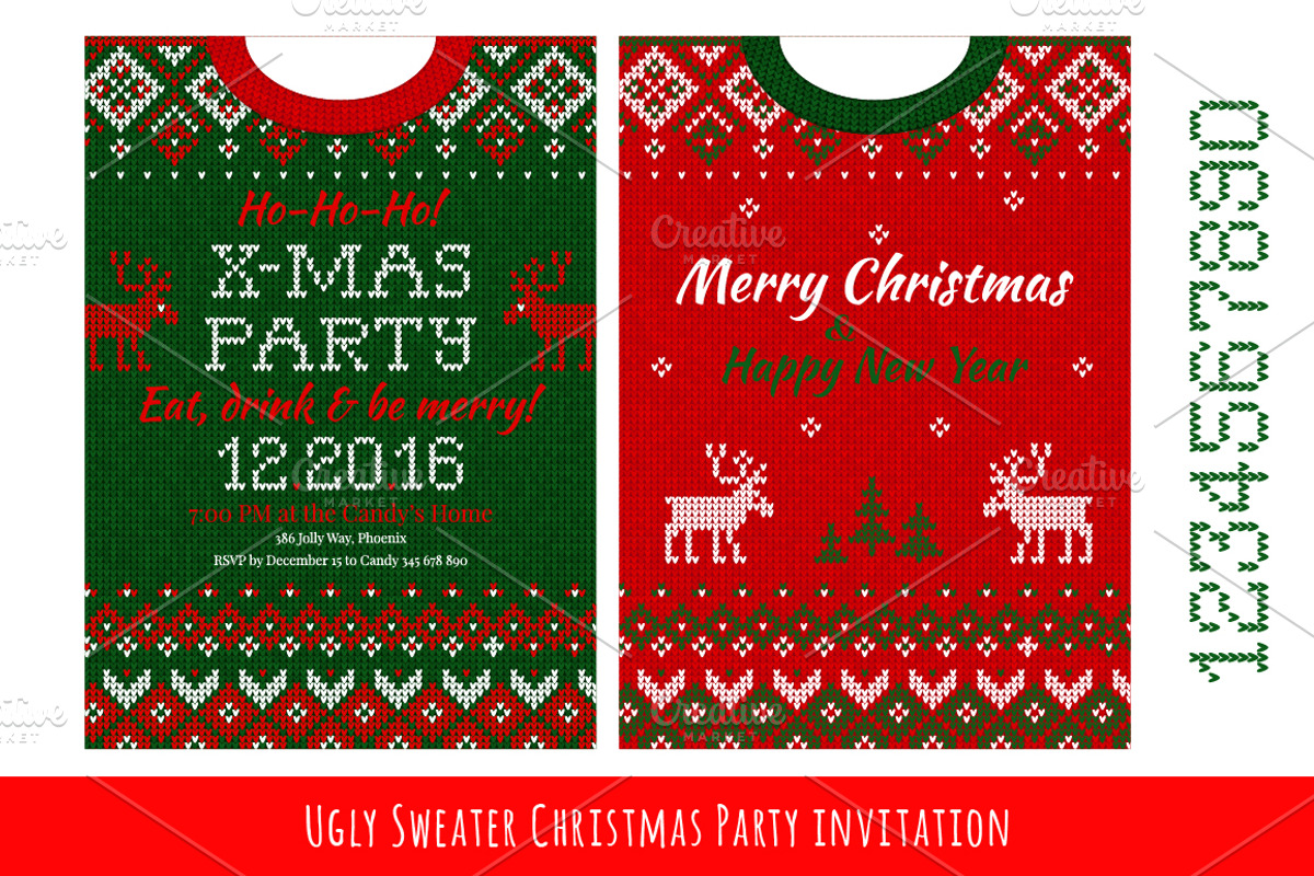 Ugly Sweater Х-mas Party Invite (#2), a Card Template by VasilkovS