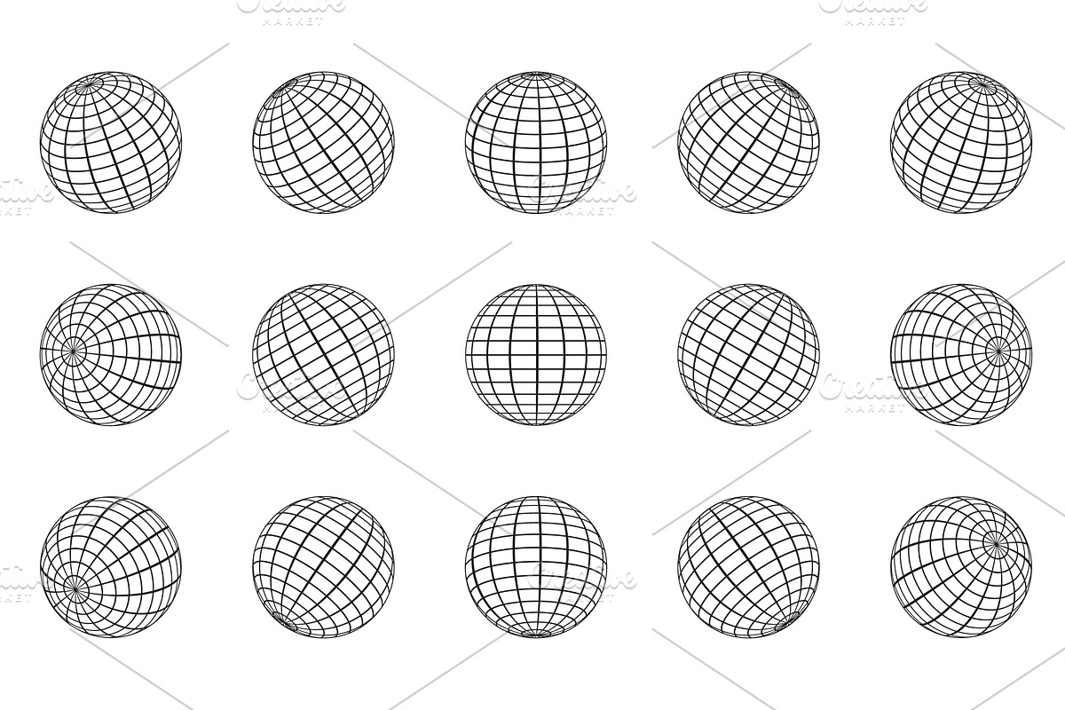 Globe Grid Sphere Set, an Object Illustration by Vector Creator