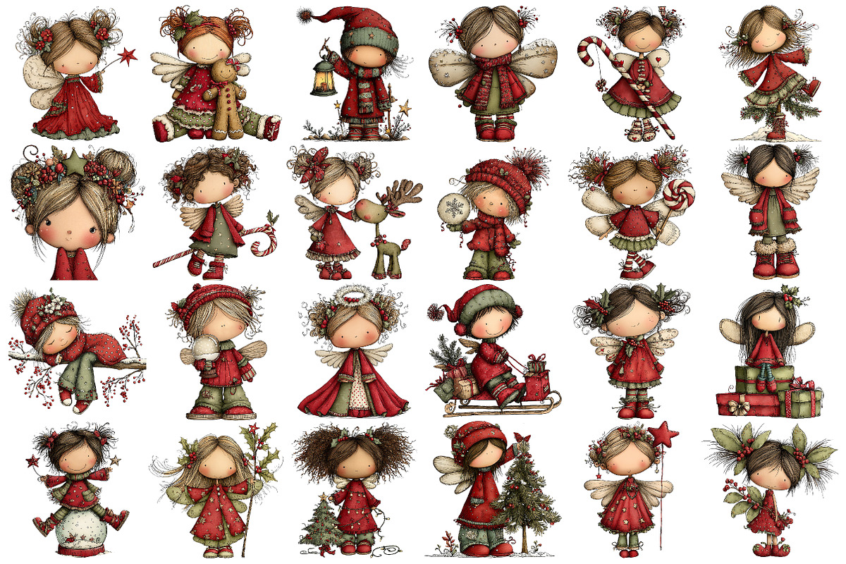 Whimsical Christmas Fairy Clipart, an Illustration by Pixels.Craft (Photo 5 of 6)