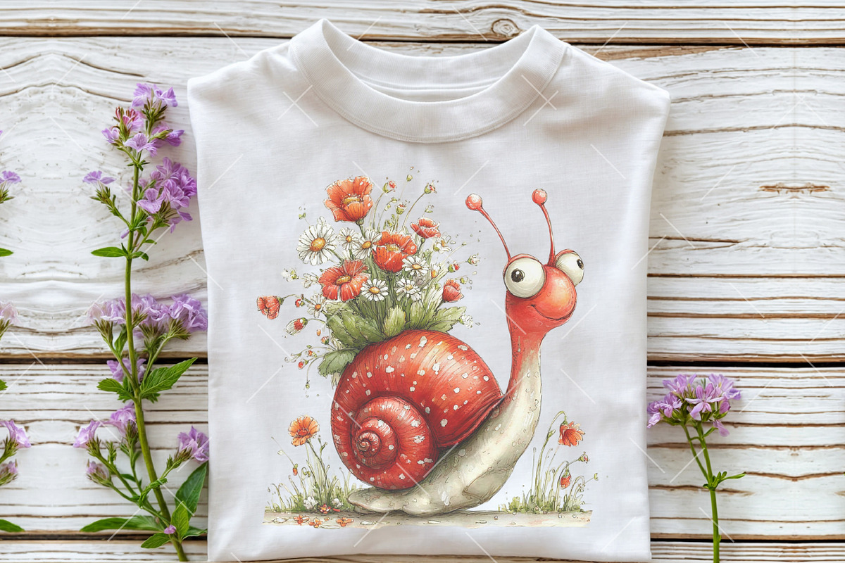 Whimsical Spring Snail Clipart, an Illustration by OK Design (Photo 5 of 6)