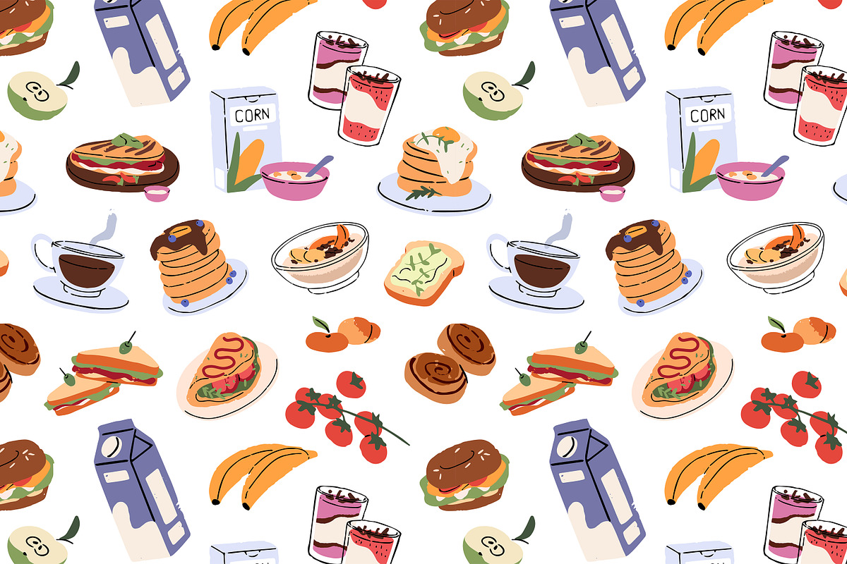 Healthy breakfast food set, template, a Food Illustration by PaperTrident (Photo 2 of 5)