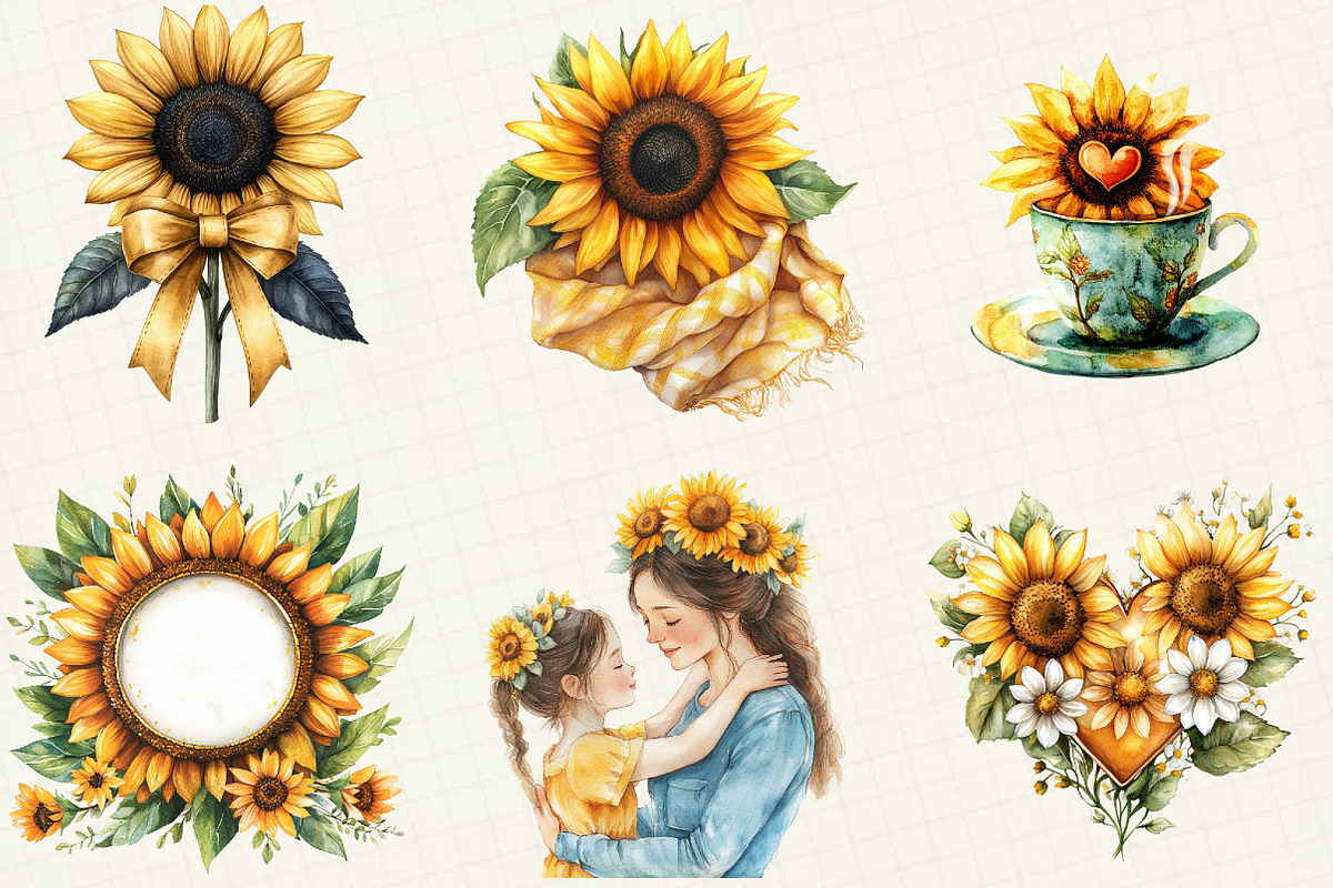 Sunflower Mother's Day Clipart, an Illustration by OK Design (Photo 4 of 5)