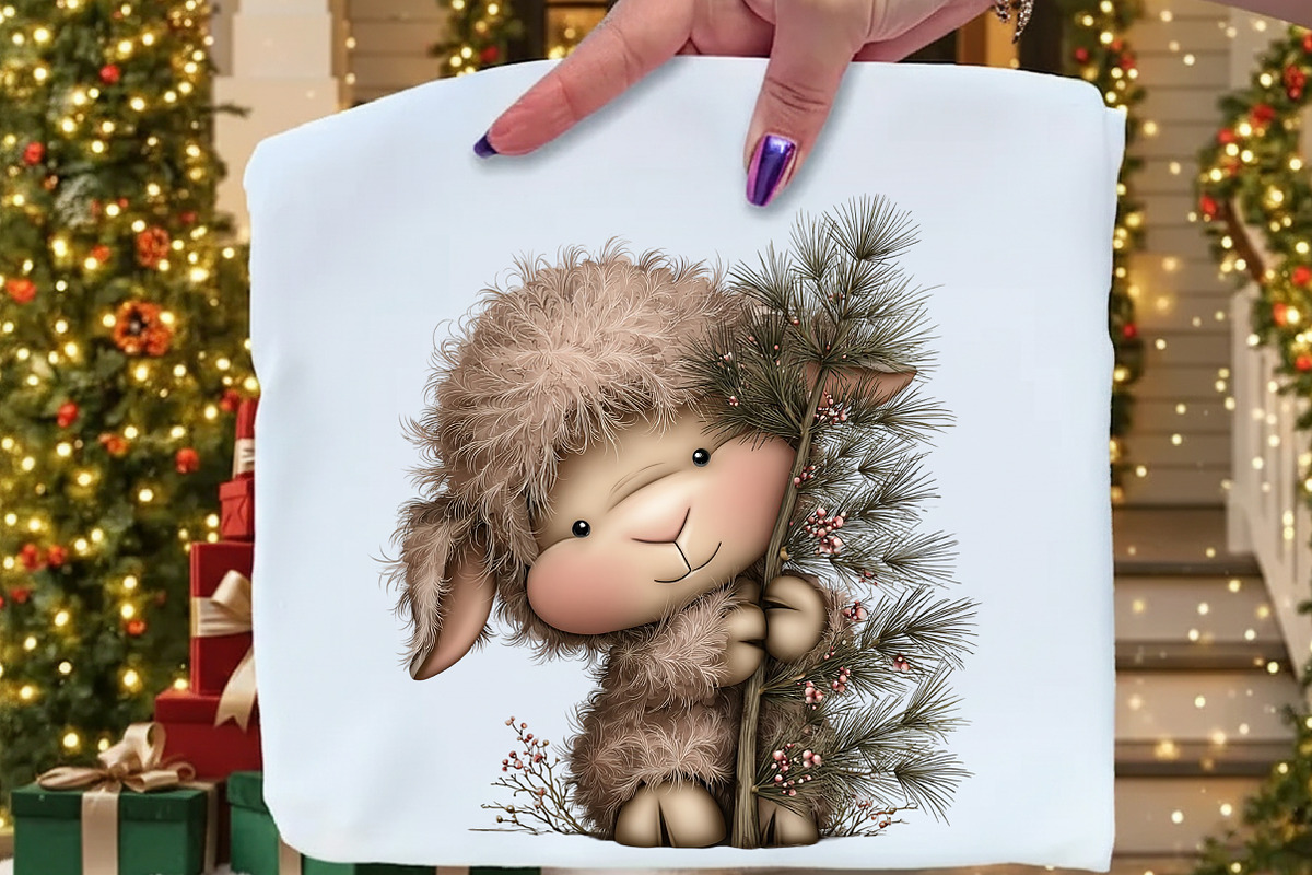 Funny Christmas Sheep Clipart, an Illustration by Craft Nest (Photo 6 of 10)
