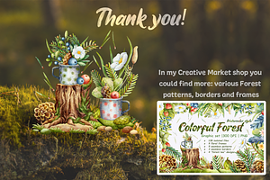 Forest Tea Time. Watercolor Clipart.