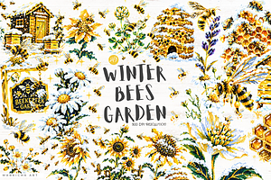Winter Bees Garden Clipart