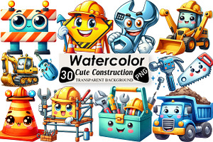 Cute Construction Clipart PNG, an Illustration by Black Bird Studio