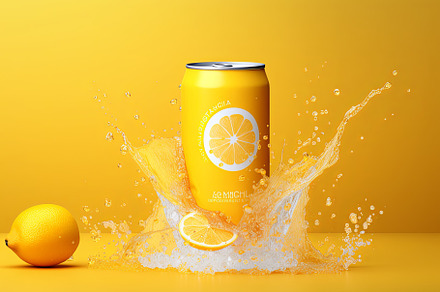 Liquid orange fizzy packaging can mo, a Food & Drink Photo by Pixeness
