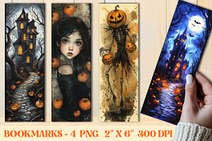 Spooky Halloween Printable Bookmarks, an Illustration by OK Design