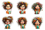 Whimsical Summer Coffee Girl Clipart, an Illustration by GatewayDesign (Thumbnail 2 of 6)