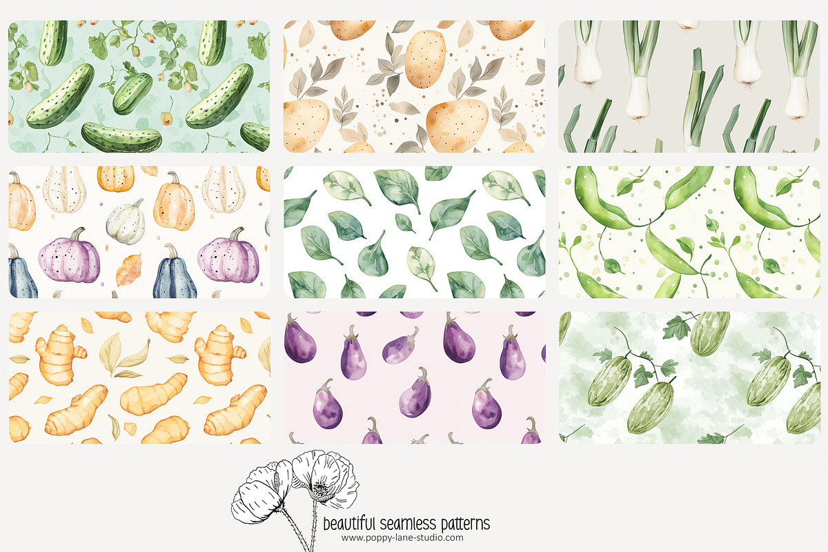 70 vegetable seamless pattern, a Pattern Graphic by Poppy Lane Studio (Photo 3 of 10)