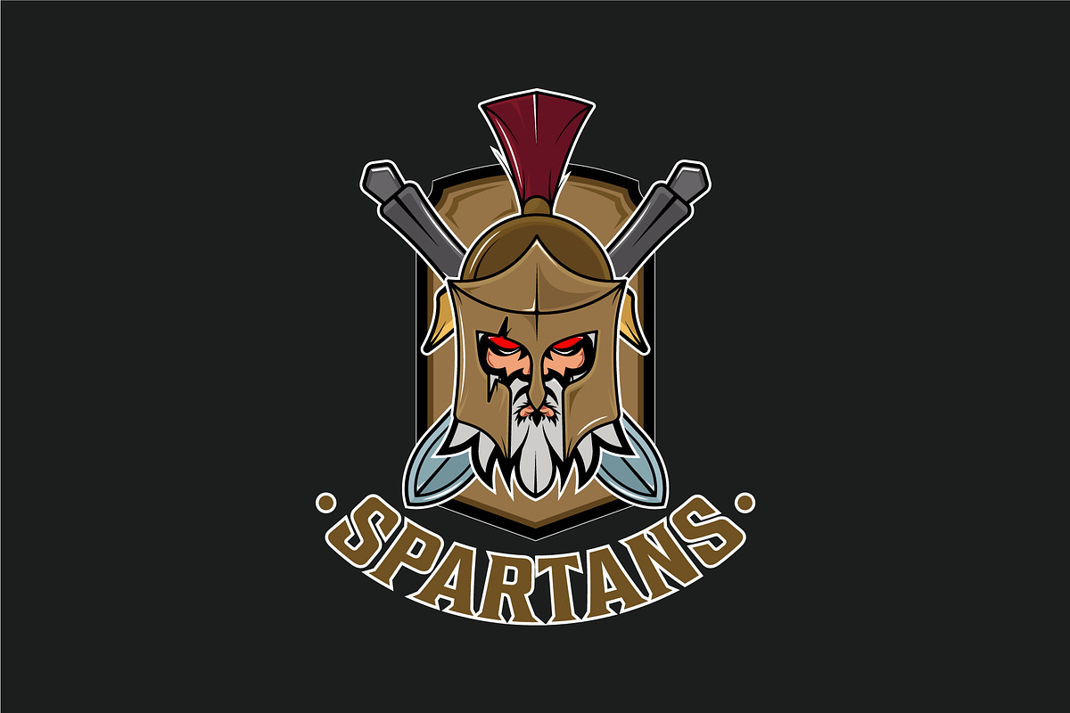 spartan of helmet and cross swords, a Branding & Logo Template by zyxroun shop