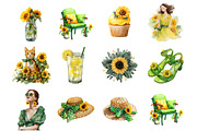 Watercolor Sunflower Summer Clipart, an Illustration by DreamArtGraphic (Thumbnail 4 of 4)