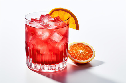 Strawberry cocktail with ice on white background, a Food & Drink Photo by AlyaAnd