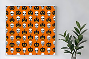 Halloween Skull and Pumpkin Pattern, a Seasonal Illustration by Sharon Schwalbe (Thumbnail 4 of 5)