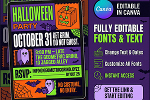 Halloween Party Canva Flyer Template, an Invitation Template by NH graphic