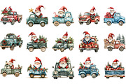 Christmas Gnome and Truck Clipart, an Illustration by Designking (Thumbnail 2 of 5)