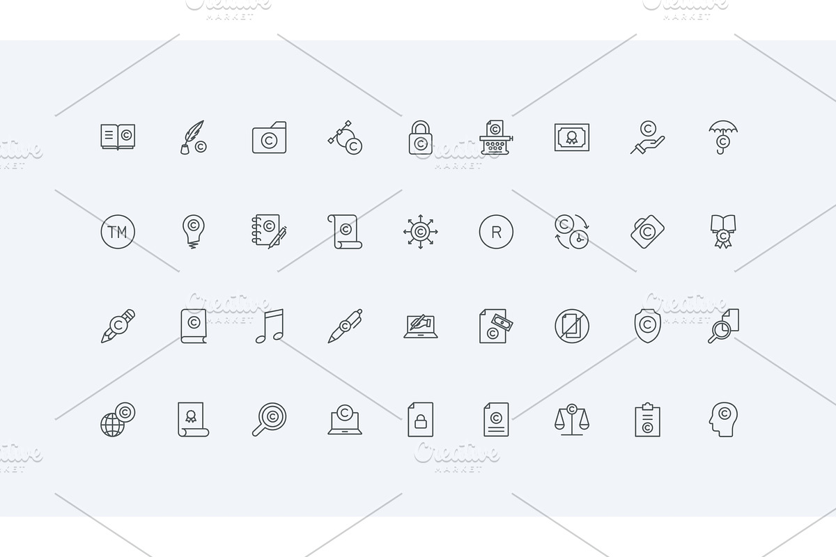 Copyright intellectual icons, an Object Illustration by Lemberg Vector
