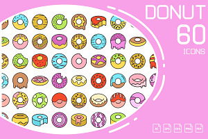 Donut Bakery Icons Set