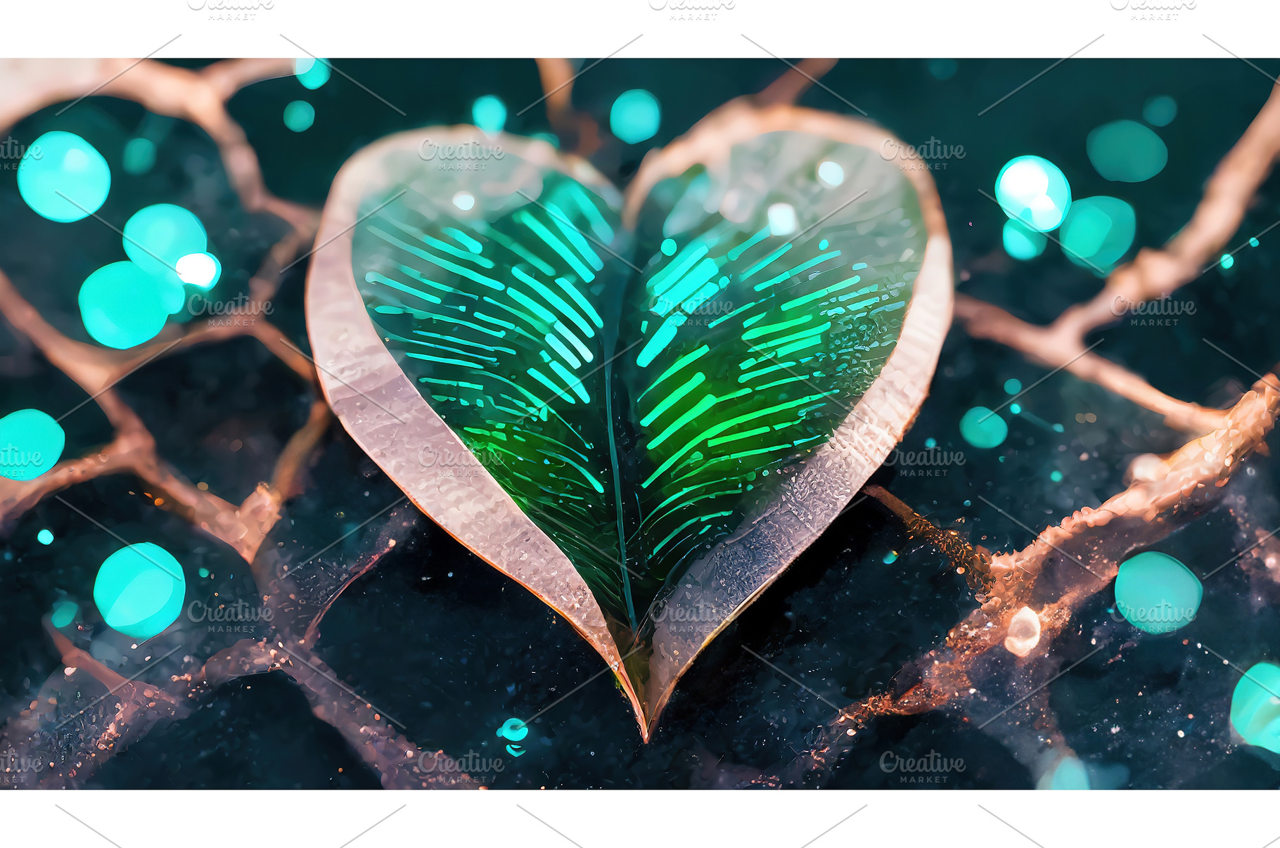 A glowing heart-shaped leaf resting, an Abstract Photo by Igor Tichonow