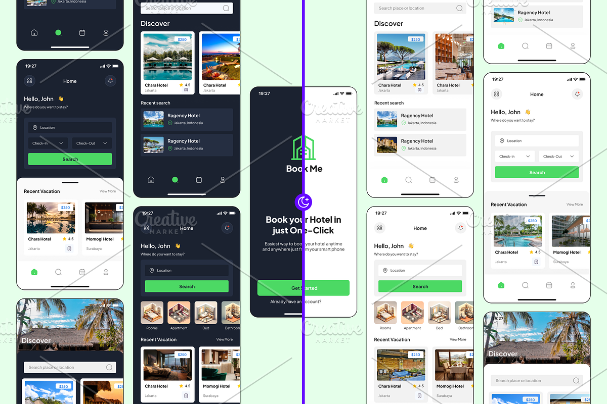 Travel & Hotel Booking App Figma UI, an UI Kit Template by Hammad Arif (Photo 4 of 7)