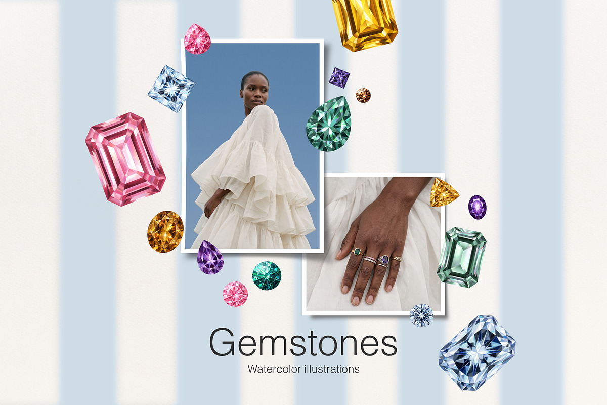 Gemstone Graphics Set, an Object Graphic by Polli Deeva (Photo 7 of 11)