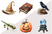 Watercolor Halloween Clipart, an Illustration by Design Market (Thumbnail 2 of 3)