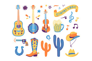 Country Music Vector Set.