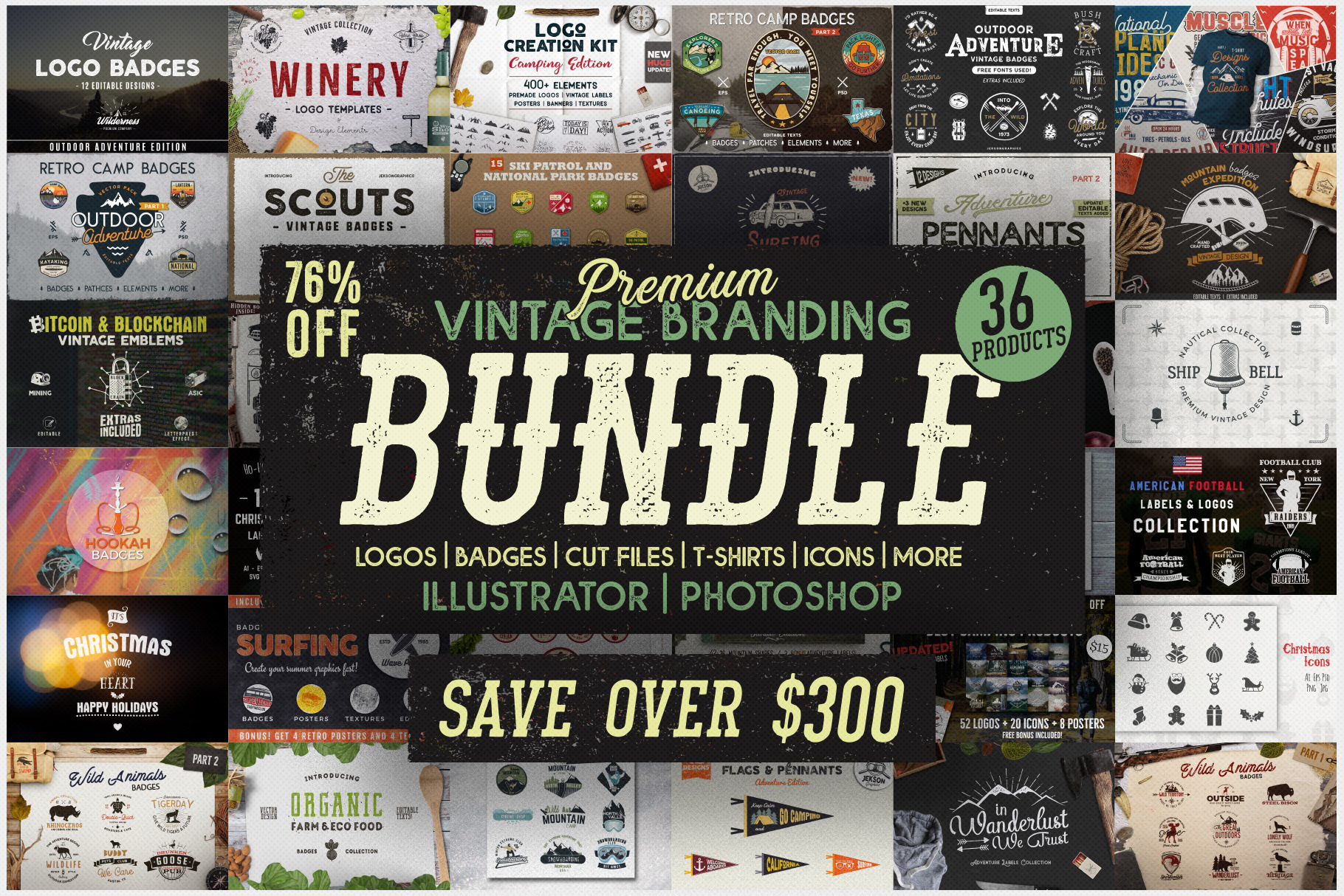 Vintage Brand Mega Bundle 76 Off by Jeksongraphics  Creative Market
