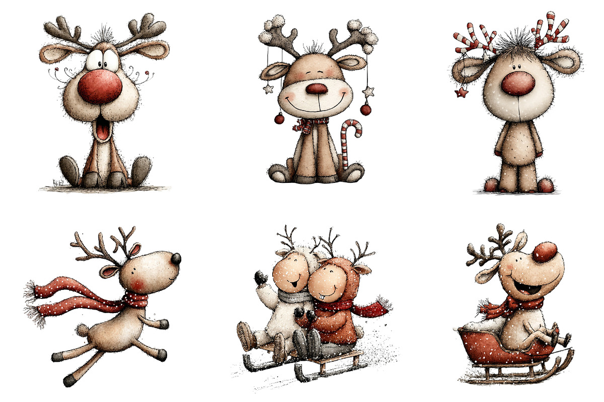 Quirky Reindeer Clip Art, an Illustration by CreationArt (Photo 4 of 5)