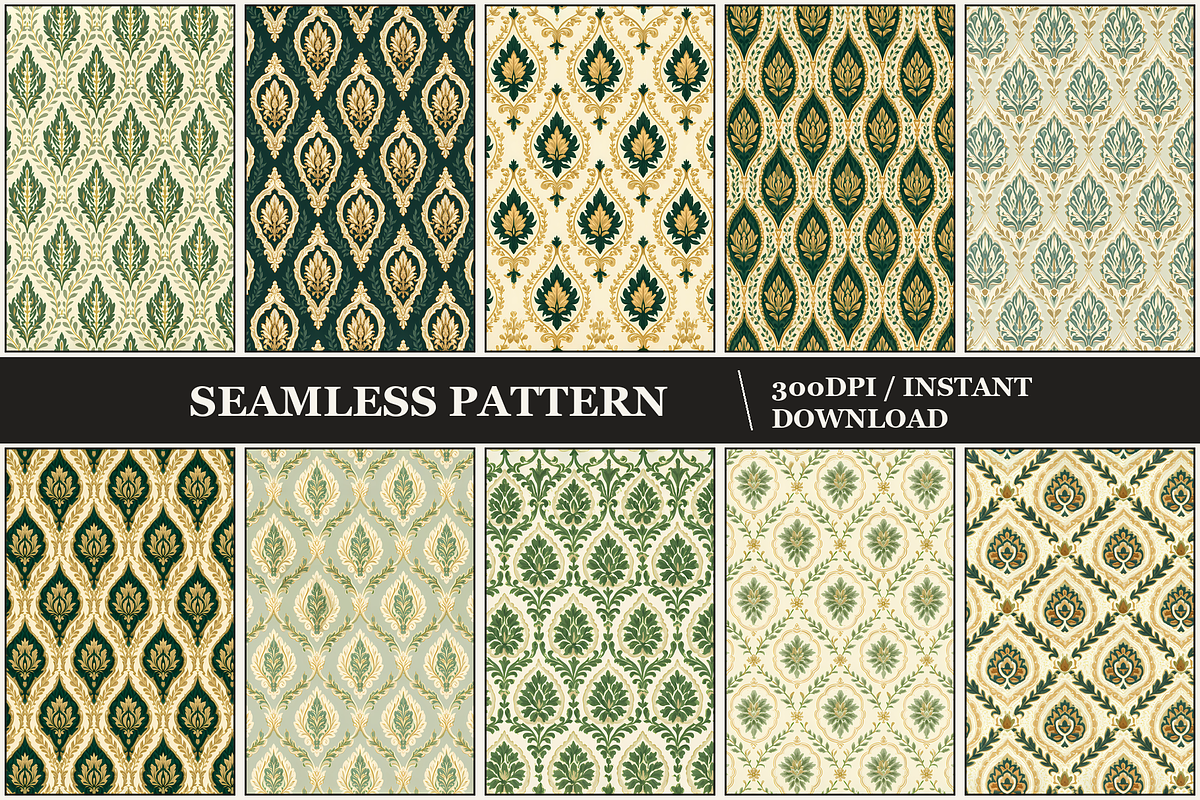 Acanthine Damask Seamless Patterns, a Pattern Graphic by Inknfolly (Photo 2 of 4)