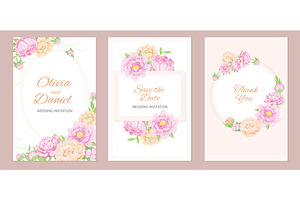 Peony wedding cards. Gentle floral, an Object Illustration by YummyBuum