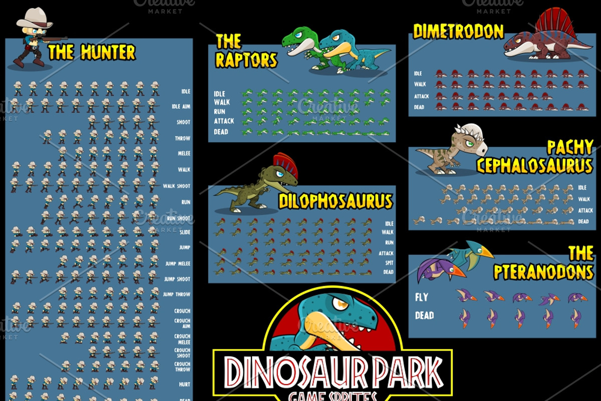 Dinosaur Park - Game Sprites, an Illustration by pzUH (Photo 2 of 5)