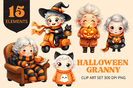 Cute Grandma Halloween Clipart