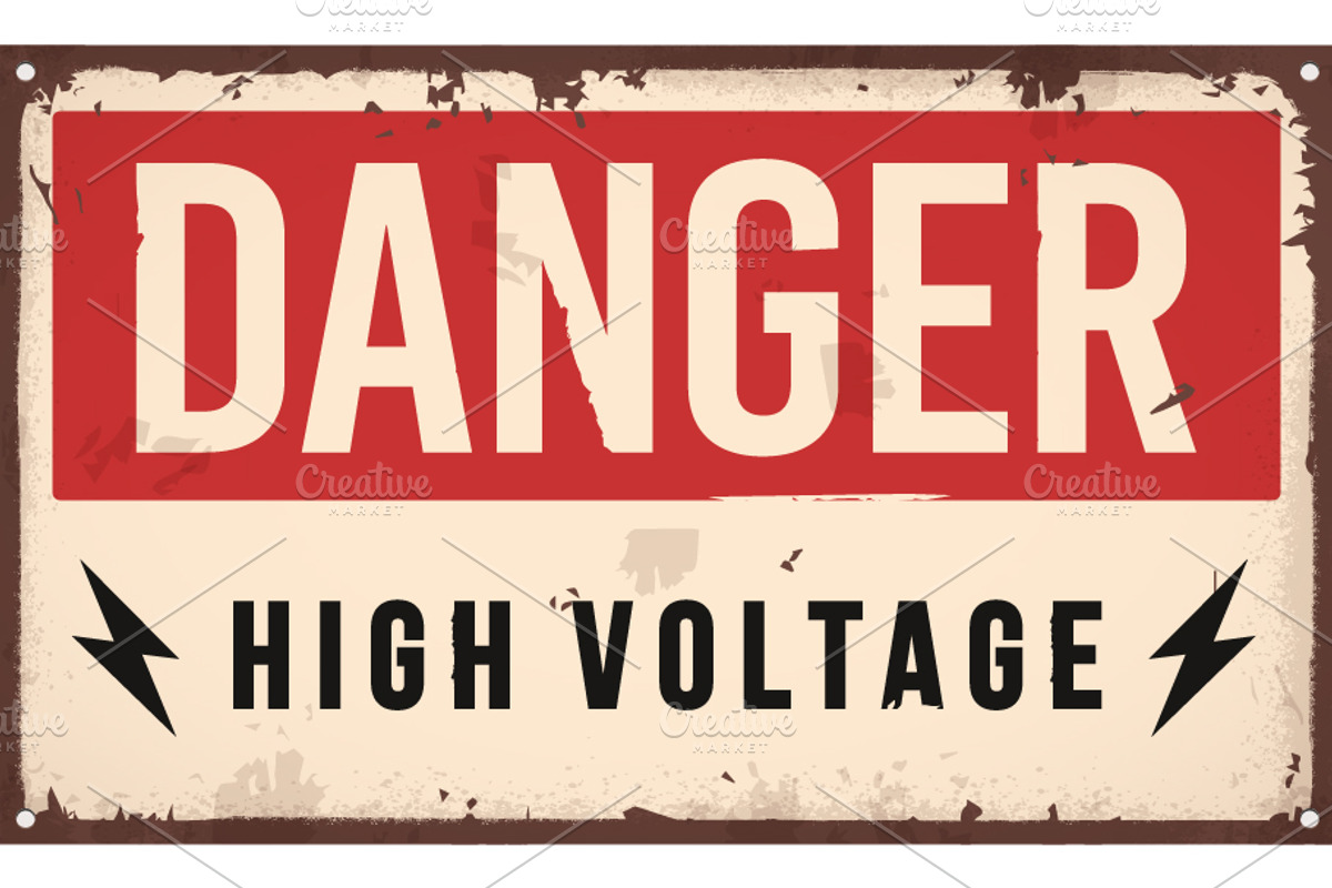 Rustet Retro Danger High Voltage, an Object Graphic by Black White Mouse Design (Photo 1 of 3)