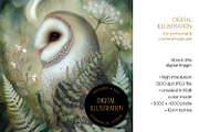 Barn Own in Ferns Illustration, an Animal Illustration by The Dutch Lady Designs (Thumbnail 4 of 4)