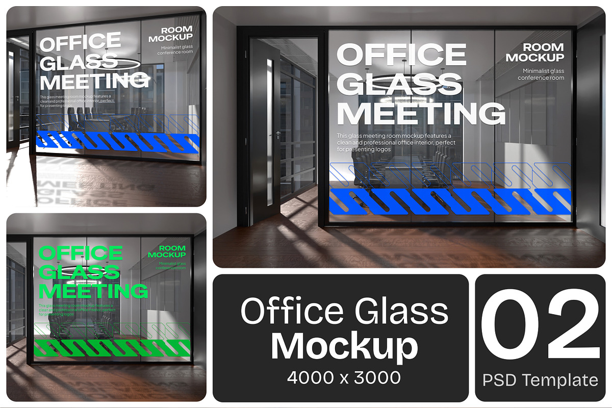 Office Glass Meeting Room Mockup, an Advertising Mockup by Permadi Creative (Photo 1 of 5)