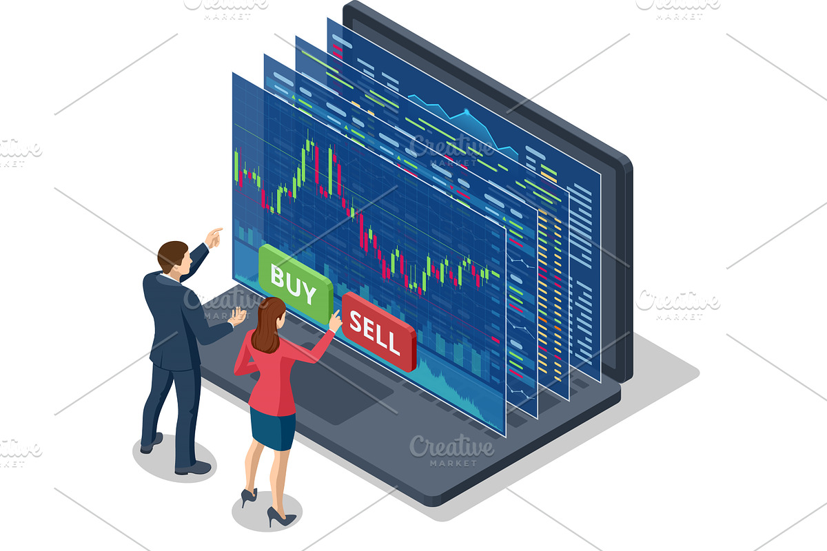 Isometric vector of traders, a Finance Illustration by Golden Sikorka