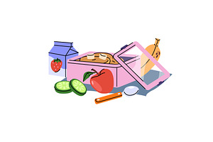 Vegetarian lunchbox with meal, snack, a Food Illustration by Elegant Solution