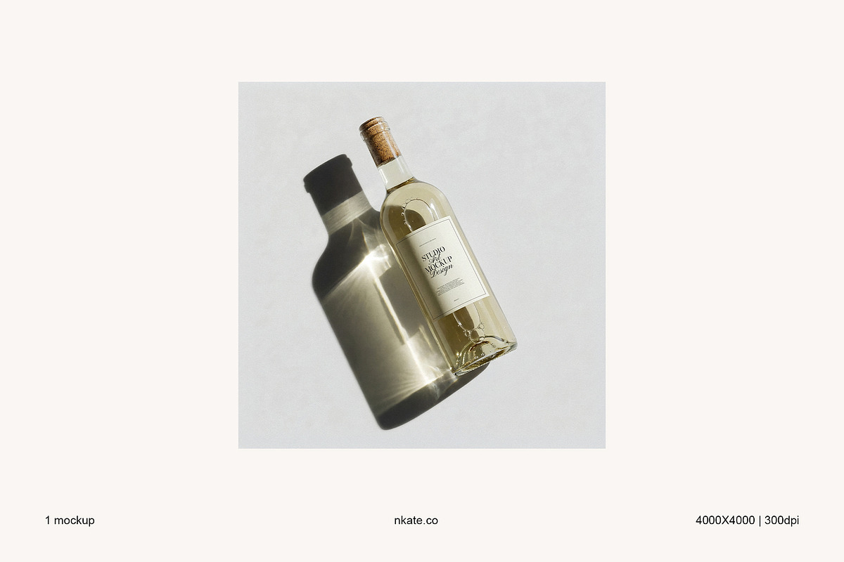 White Wine Bottle Label Mockup, a Packaging Mockup by nkate (Photo 2 of 6)