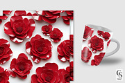 3D Red Camellia Flower Digital Paper, a Pattern Graphic by Creative Store (Thumbnail 3 of 5)