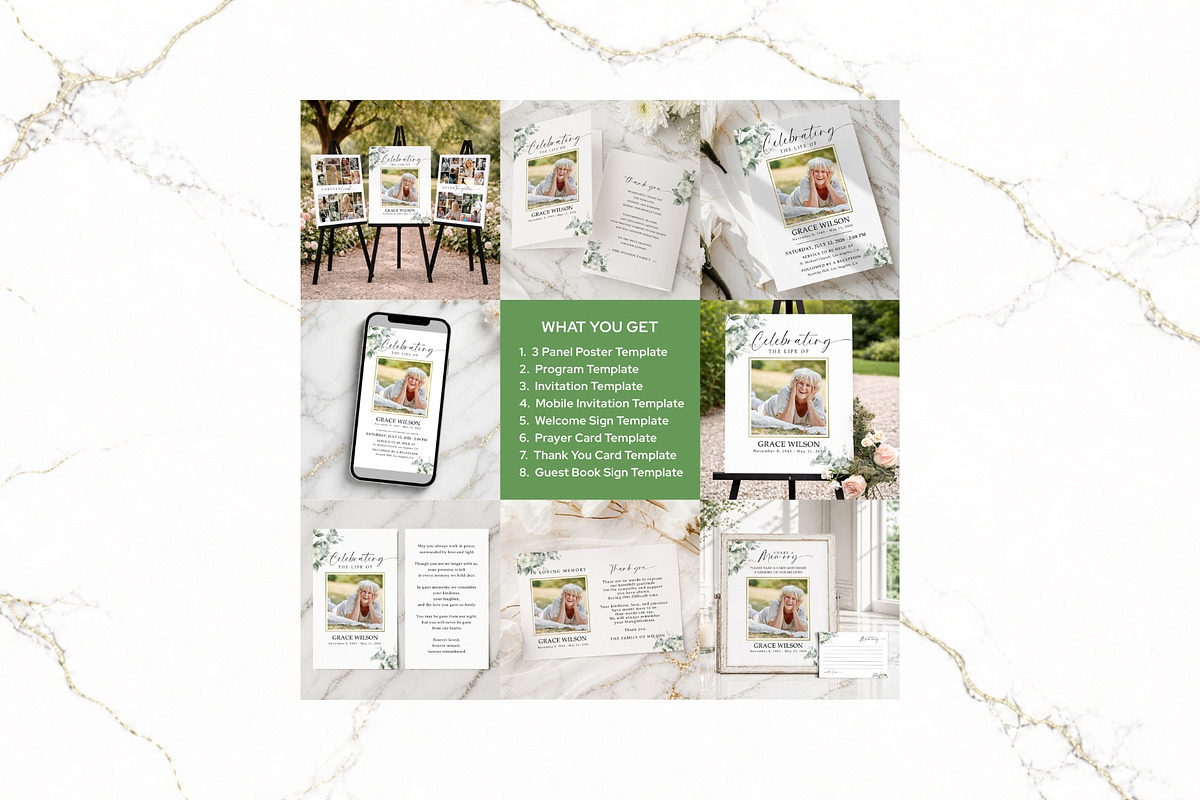 Funeral Bundle Canva FR007, a Stationery Template by TyphoonStudio (Photo 2 of 12)