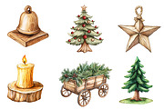 Rustic Wooden Christmas Clipart, an Illustration by Dream Creation (Thumbnail 5 of 7)