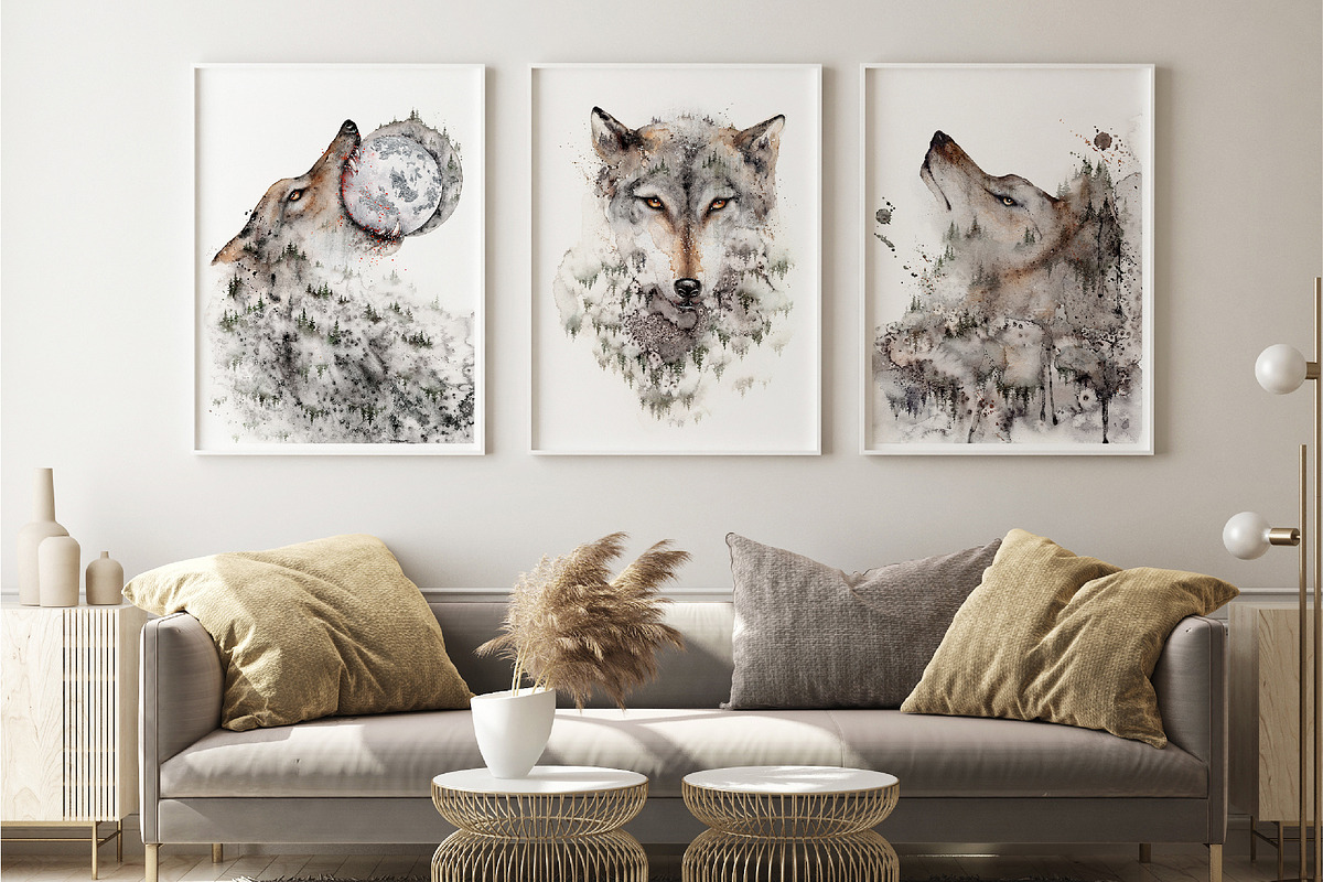 Forest Wolf. Watercolor Wall Art, an Animal Illustration by Lumitar (Photo 4 of 8)
