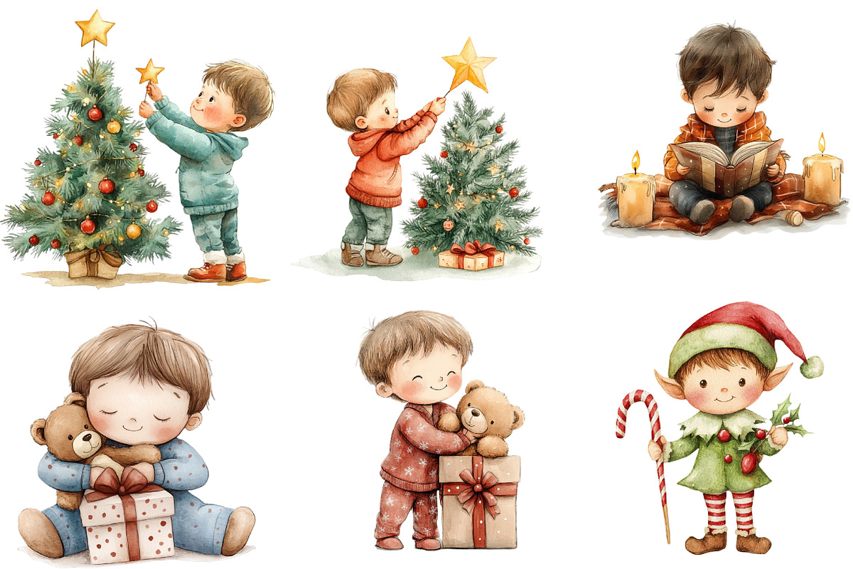 Christmas Boys Clipart, an Illustration by DreamArtGraphic (Photo 4 of 6)