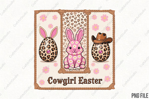 Cowgirl Easter Western Cow Print PNG, an Illustration by CraftArtStudio